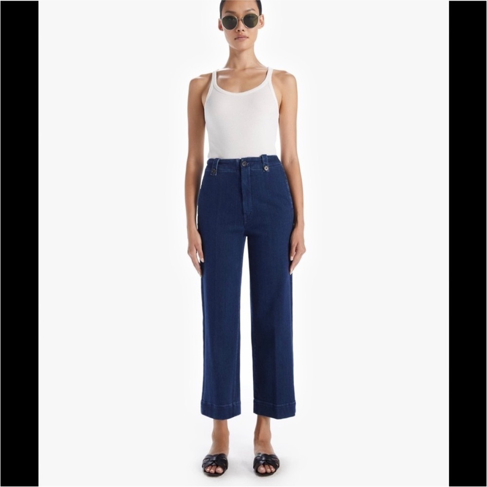 Mother The Zipped Greaser Loop Wide Leg High Rise Crop Size 26